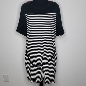 Lauren Ralph Lauren Womens Cotton Stripe Dress Belted Size 2X Coastal Nautical